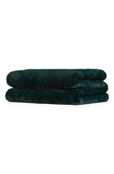 Shop Apparis Brady Faux Fur Throw Blanket In Emerald Green