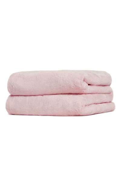 Shop Apparis Brady Faux Fur Throw Blanket In Blush