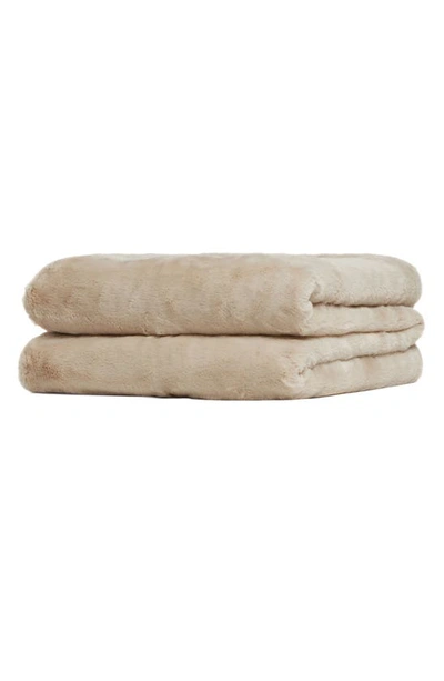 Shop Apparis Brady Faux Fur Throw Blanket In Latte
