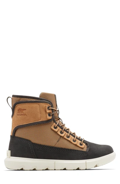 Shop Sorel Explorer™ Mission Waterproof Boot In Tawny Buff/ Jet