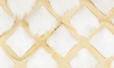 Shop Rosantica Malga Faux Fur Top Handle Bag In Gold White