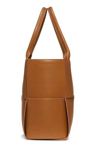 Shop Bottega Veneta Arco Intrecciato Leather Tote In Camel 20-gold