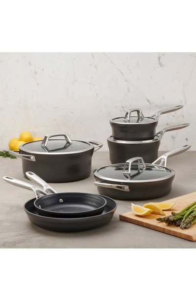 Zwilling Motion 10-piece Hard Anodized Nonstick Cookware Set In Matte Black