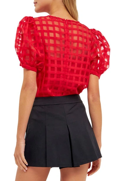 English Factory Windowpane Sheer Top In Red