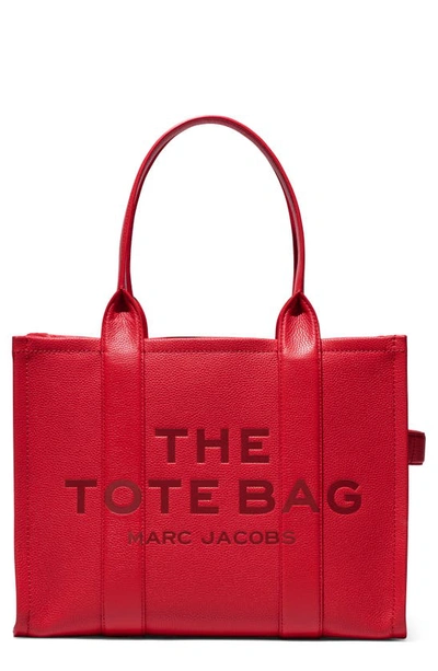 Marc Jacobs The Large Leather Tote Bag In True Red