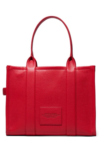 Marc Jacobs The Large Leather Tote Bag In True Red