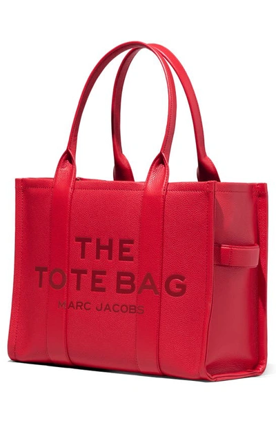 Marc Jacobs The Large Leather Tote Bag In True Red