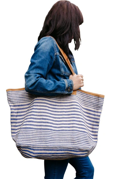 Will And Atlas Paloma Stripe Tote Bag In Indigo
