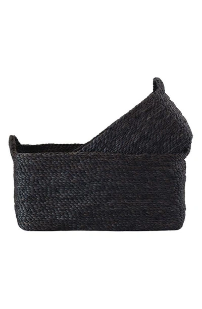 Shop Will And Atlas Set Of 2 Rectangular Jute Tray Baskets In Charcoal