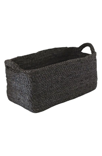 Shop Will And Atlas Rectangular Jute Tray In Charcoal