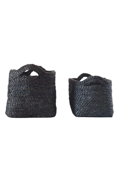 Shop Will And Atlas Rectangular Jute Tray In Charcoal