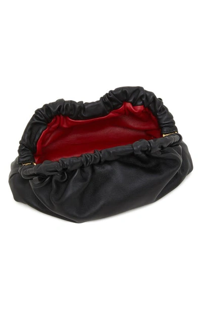 Shop Mansur Gavriel Mini Cloud Leather Clutch In Black/ Flamma