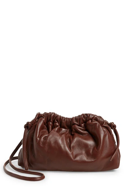 Shop Mansur Gavriel Mini Cloud Leather Clutch In Chocolate