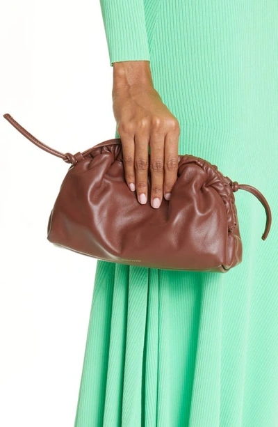 Shop Mansur Gavriel Mini Cloud Leather Clutch In Chocolate