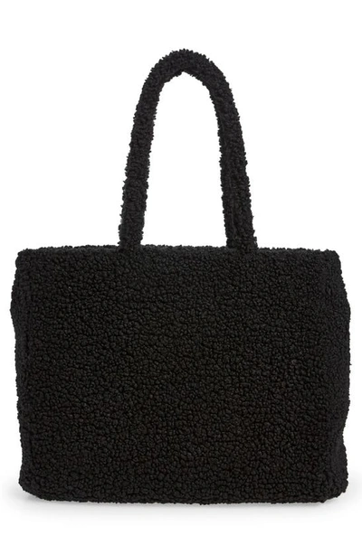 Shop Ugg Large Adrina High Pile Fleece Tote In Black