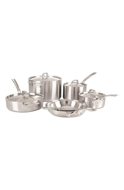 Shop Viking Professional 10-piece 5-ply Satin Finish Cookware Set In Stainless Steel