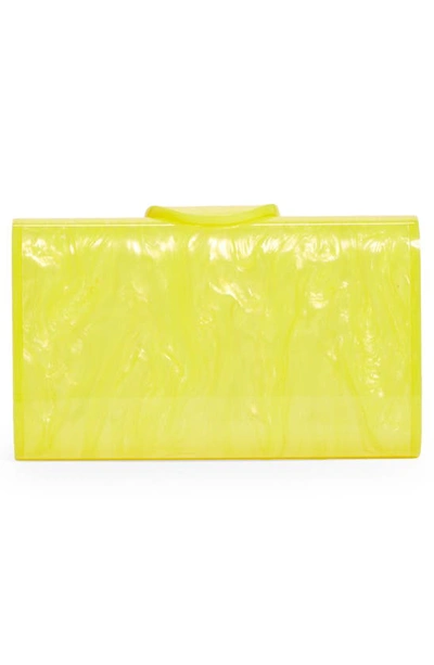 Shop Edie Parker Mini Lara Acrylic Clutch In Acid Yellow Pearlescent