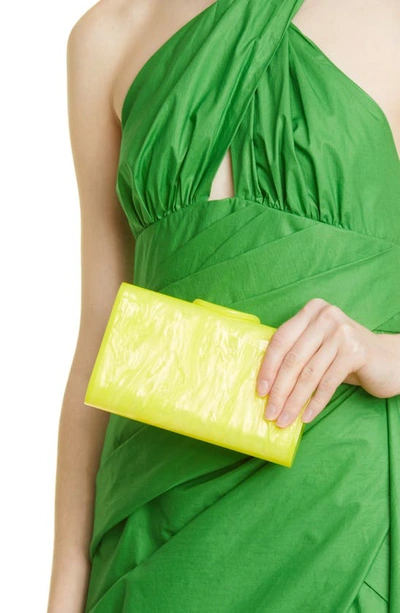 Shop Edie Parker Mini Lara Acrylic Clutch In Acid Yellow Pearlescent