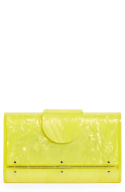 Shop Edie Parker Mini Lara Acrylic Clutch In Acid Yellow Pearlescent