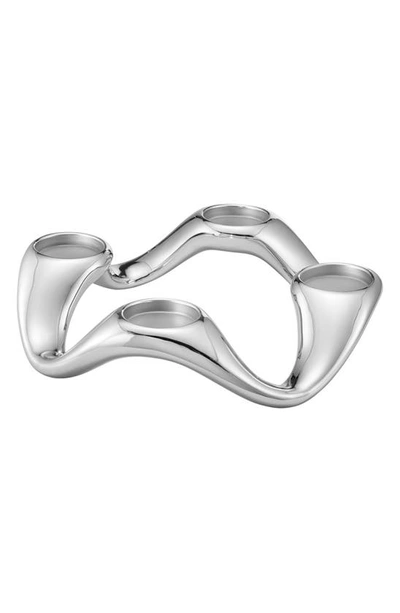 Shop Georg Jensen Cobra Stainless Steel Candle Holder In Silver