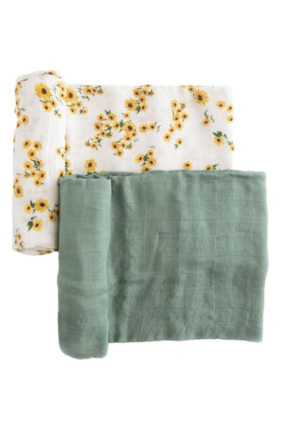 Shop Little Unicorn 2-pack Muslin Swaddle Blanket In Ditsy Sunflower