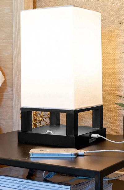 Brightech Maxwell Led Table Lamp With Usb Port In Black