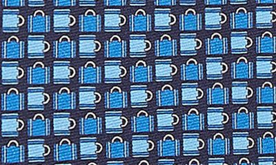 Shop Zegna Ties Quadri Colorati Suitcase Silk Tie In Navy