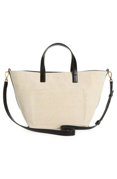 Shop Jil Sander Small Wander Square Canvas & Leather Tote In Black