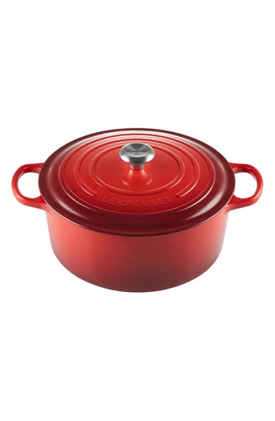 Shop Le Creuset Signature 13 1/4-quart Oval Enamel Cast Iron French/dutch Oven In Cerise