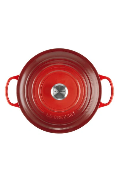 Shop Le Creuset Signature 13 1/4-quart Oval Enamel Cast Iron French/dutch Oven In Cerise