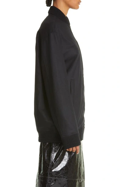 Shop Maria Mcmanus Wool Blend Bomber Jacket In Black