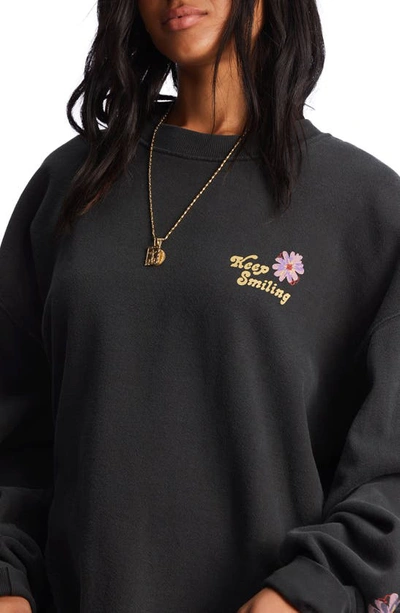 Shop Billabong Ride In Cotton Blend Graphic Sweatshirt In Black Sands