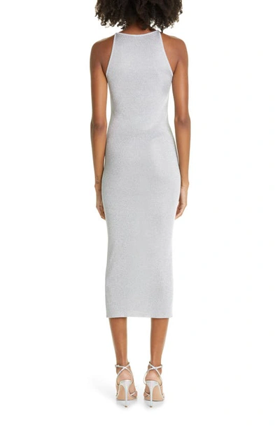 A.l.c Ashley Metallic High Neck Midi Bodycon Dress In Mercury