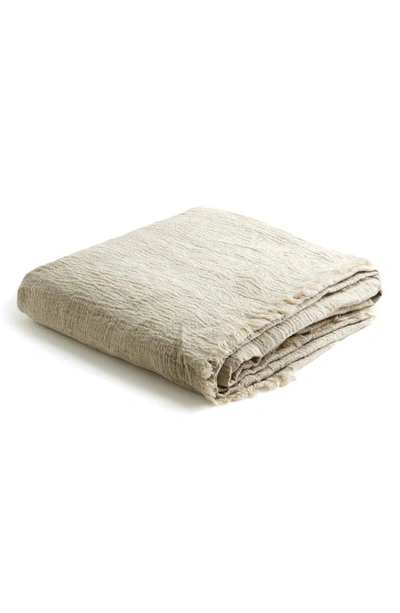 Shop Piglet In Bed Crinkle Linen Throw Blanket In Oatmeal