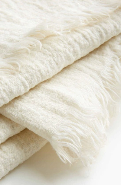 Shop Piglet In Bed Crinkle Linen Throw Blanket In Cream