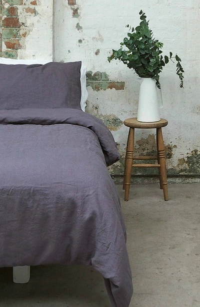 Shop Piglet In Bed Linen Duvet Cover In Charcoal Gray