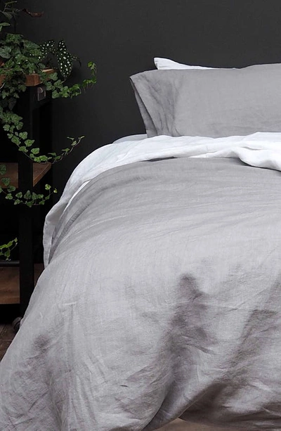 Shop Piglet In Bed Linen Duvet Cover In Dove Gray