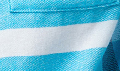 Shop Good Man Brand Stadium Shirt Jacket In Teal Blue Plaid