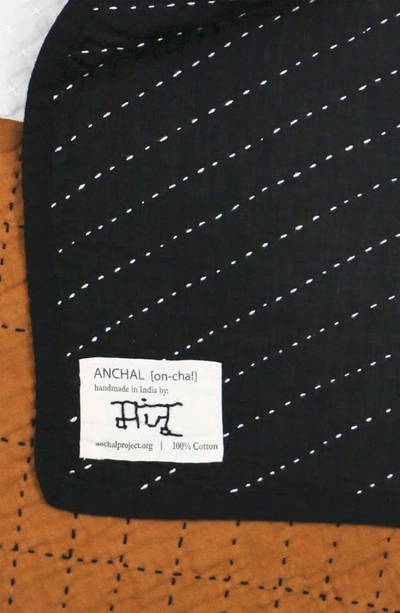 Shop Anchal Naari Colorblock Quilted Throw Blanket In Charcoal