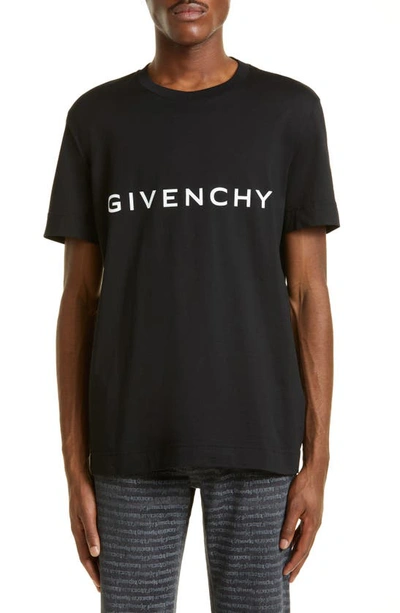 Shop Givenchy Slim Fit Cotton Logo Tee In Black