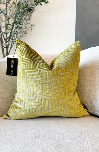 Shop Modish Decor Pillows Velvet Pillow Cover In Chartreuse