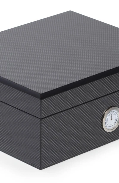 Bey-berk Carbon Fiber Cigar Humidor & Accessories Set In Brown