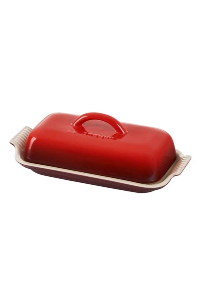 Shop Le Creuset Heritage Butter Dish In Cerise