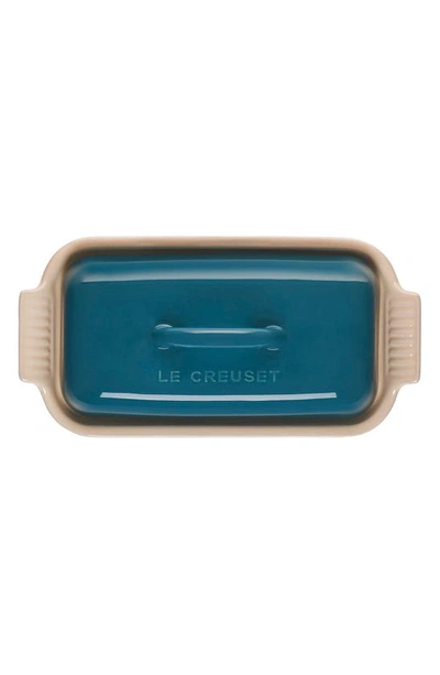 Shop Le Creuset Heritage Butter Dish In Deep Teal