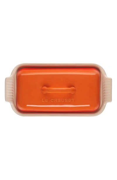 Shop Le Creuset Heritage Butter Dish In Flame