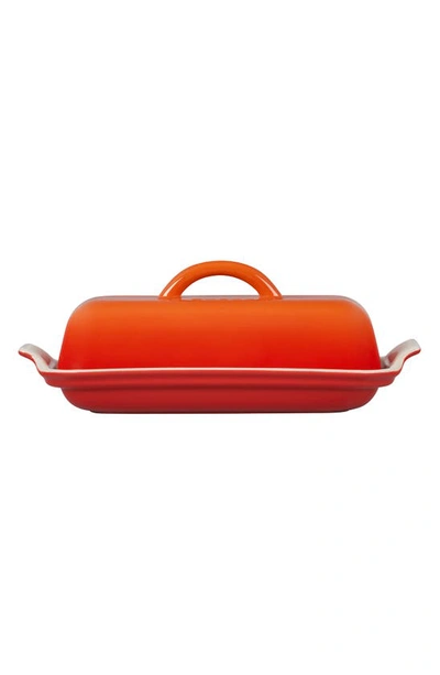 Shop Le Creuset Heritage Butter Dish In Flame