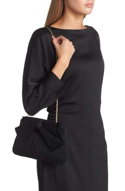Loeffler Randall Mini Pleated Bow Frame Clutch In Black