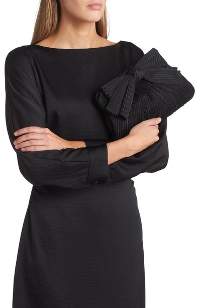 Loeffler Randall Mini Pleated Bow Frame Clutch In Black