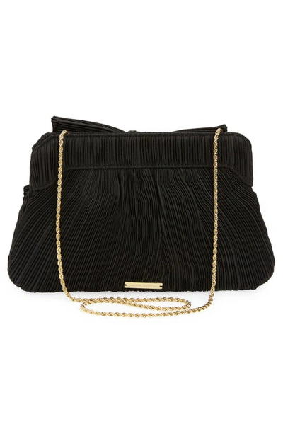 Loeffler Randall Mini Pleated Bow Frame Clutch In Black