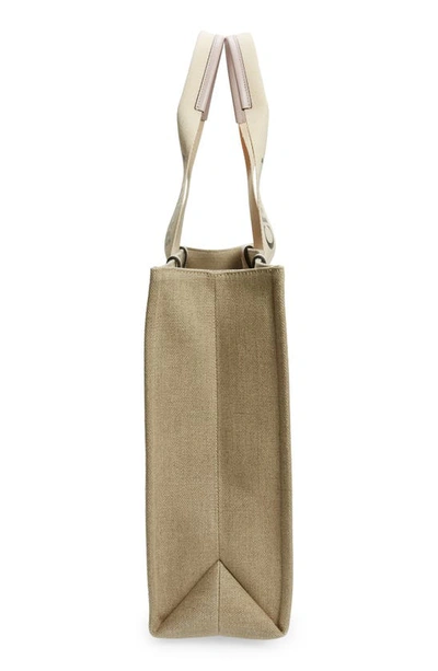 Shop Chloé Large Woody Linen Tote In Misty Lavender